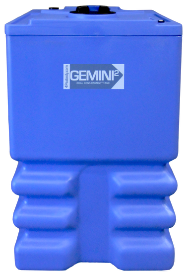 175 Gal Gemini² Dual Containment® Tank - LPE SD 1.5 - Blue - Ribbed